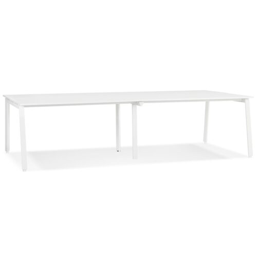 Bureau réunion AMADEUS bois et métal blanc - 280x140 cm