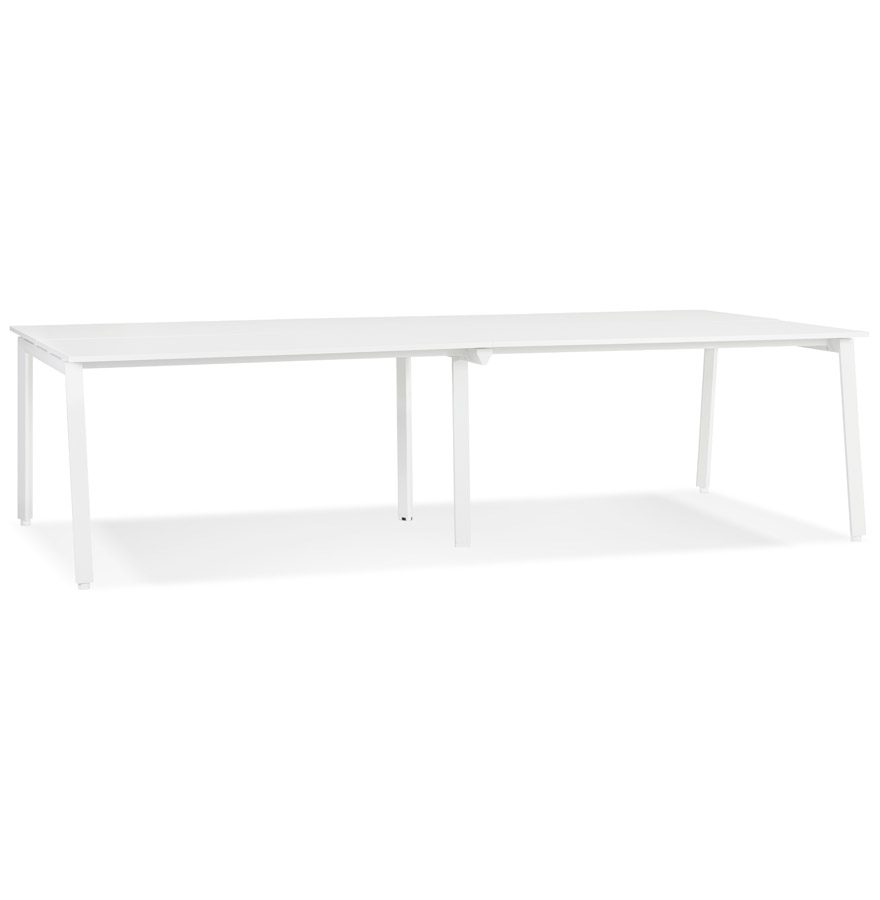 Bureau réunion AMADEUS bois et métal blanc - 280x140 cm