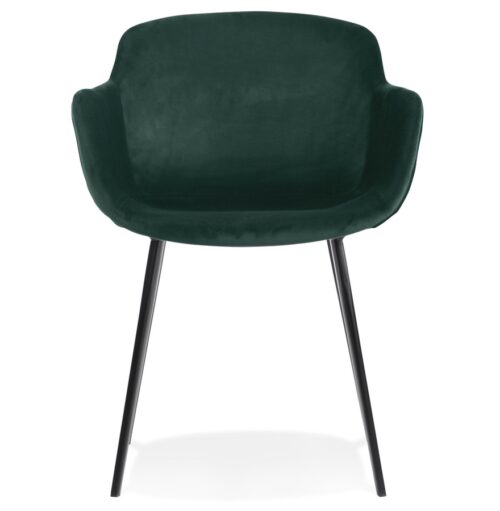 Chaise ARMADA en velours vert a accoudoirs 1