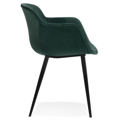 Chaise ARMADA en velours vert a accoudoirs 2