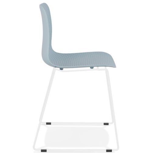 Chaise EXPO bleue moderne aux pieds metal blanc 2