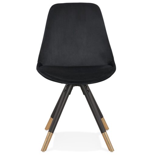 Chaise HAMILTON design velours bois noir 1