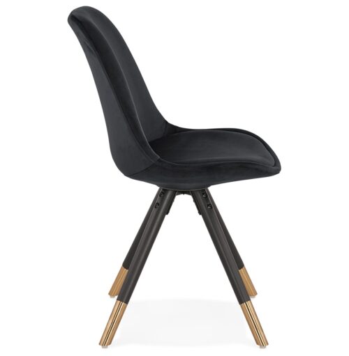 Chaise HAMILTON design velours bois noir 2