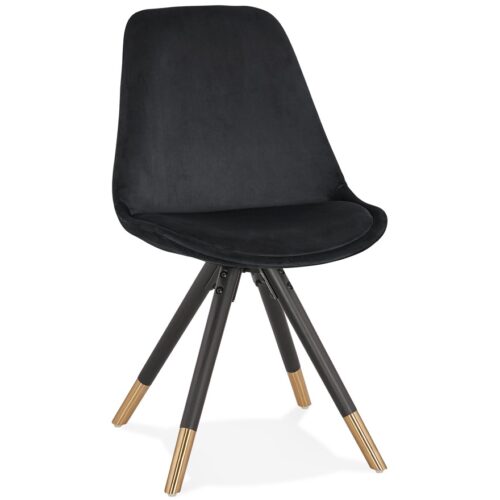 Chaise HAMILTON design velours & bois noir