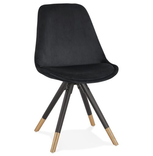 Chaise HAMILTON design velours & bois noir