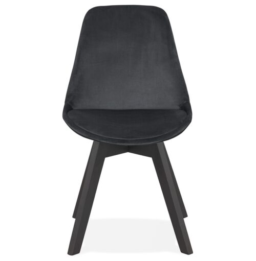 Chaise JOE velours noir bois noir 1