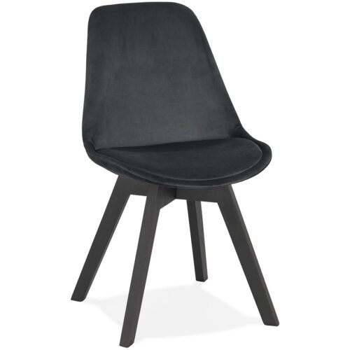 Chaise JOE velours noir bois noir