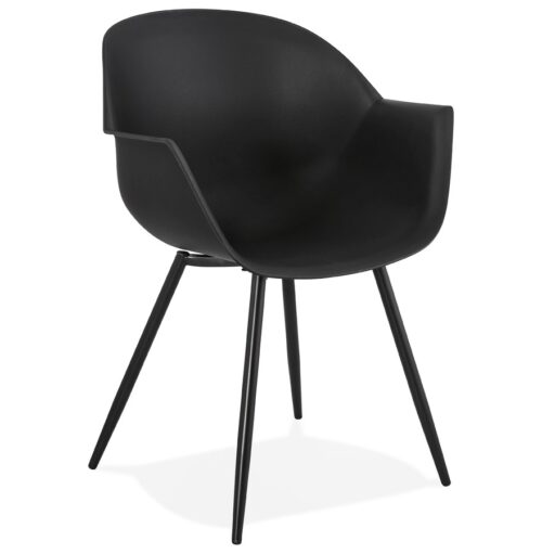 Chaise KELLY noire avec accoudoirs - Design unique