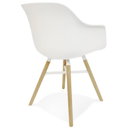 Chaise MELIS blanche avec accoudoirs en metal et bois 2