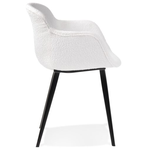 Chaise RACHEL en tissu boucle blanc avec accoudoirs 2