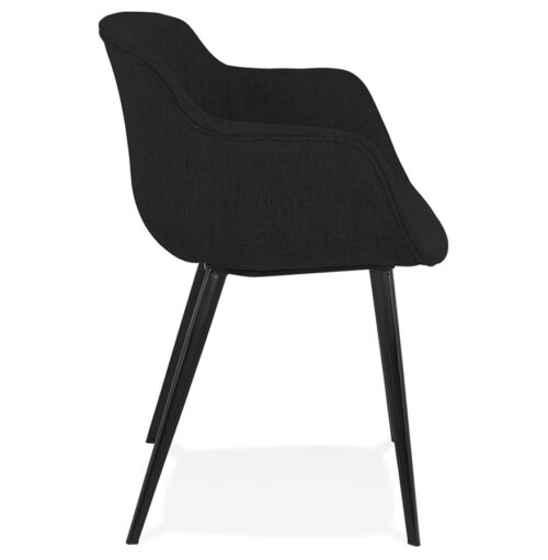 Chaise RIGA en tissu noir et accoudoirs 2