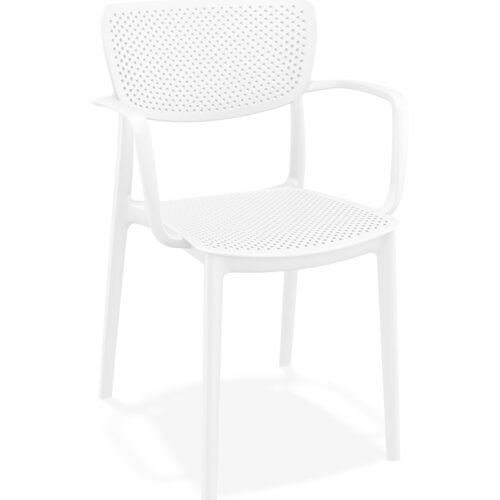 Chaise TORINA blanche en plastique perforé