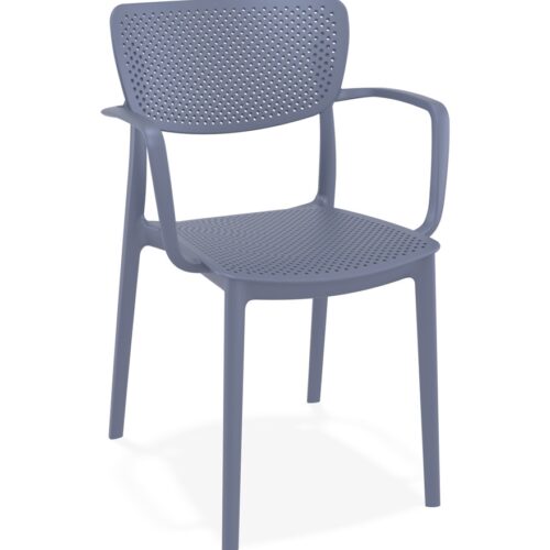 Chaise TORINA gris foncé perforée avec accoudoirs