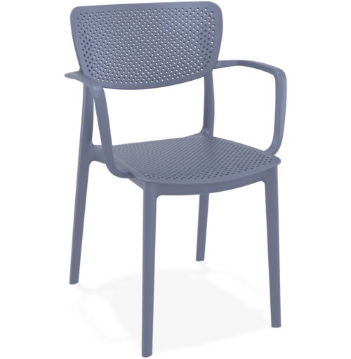 Chaise TORINA gris foncé perforée avec accoudoirs