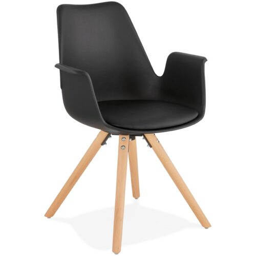 Chaise ZALIK noire style scandinave avec accoudoirs