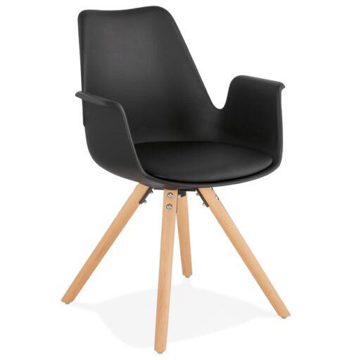 Chaise ZALIK noire style scandinave avec accoudoirs