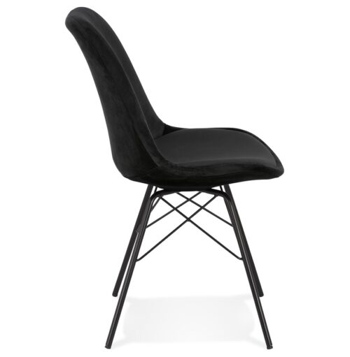 Chaise ZAZY velours noir pietement metal noir 2