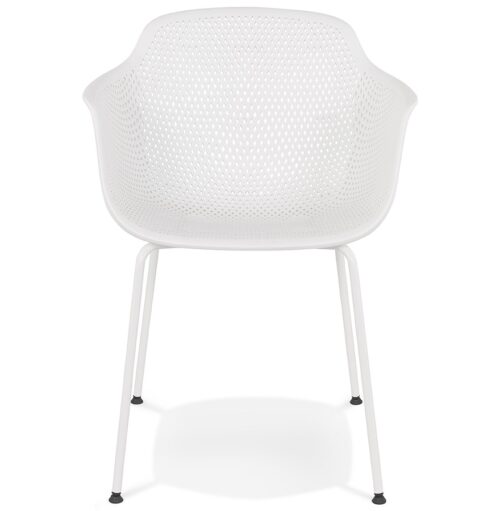 Chaise blanche DRAK avec accoudoirs perfores pour interieur et exterieur 1