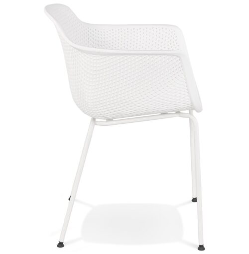 Chaise blanche DRAK avec accoudoirs perfores pour interieur et exterieur 2