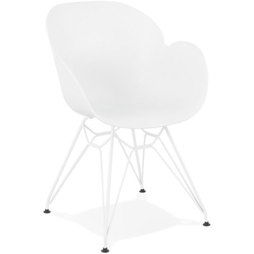 Chaise blanche design FIDJI avec pieds métalliques