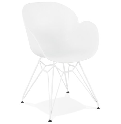 Chaise blanche design FIDJI avec pieds métalliques