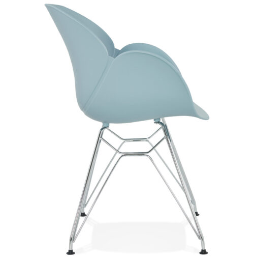 Chaise bleue moderne UNAMI en plastique et metal chrome 2