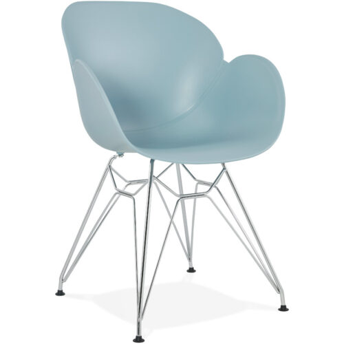 Chaise bleue moderne UNAMI en plastique et métal chromé