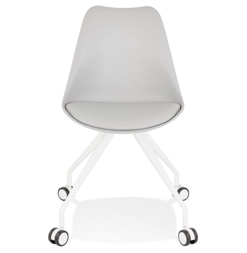 Chaise de bureau SKIN grise Roulettes et structure metal blanc 1