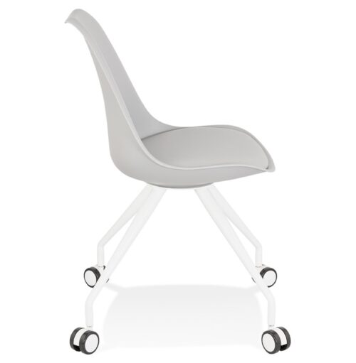 Chaise de bureau SKIN grise Roulettes et structure metal blanc 2