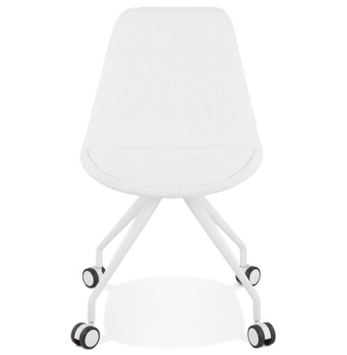 Chaise de bureau STEF en tissu boucle et metal blanc 1