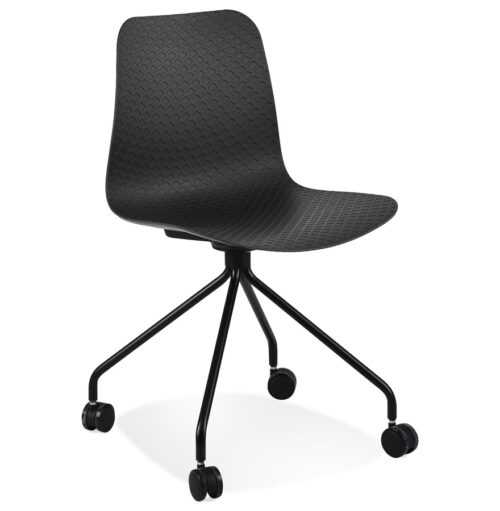 Chaise de bureau design noire EVORA à roulettes