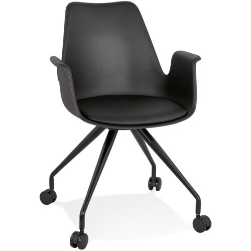 Chaise de bureau noire SPLIT avec accoudoirs et roulettes