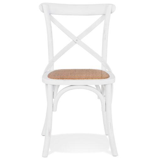 Chaise de cuisine vintage en bois blanc CHABLY 1