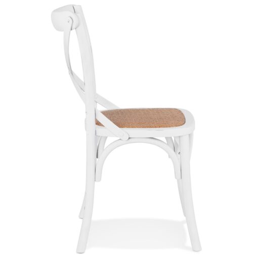 Chaise de cuisine vintage en bois blanc CHABLY 2