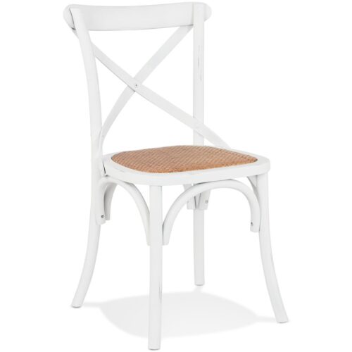 Chaise de cuisine vintage en bois blanc CHABLY