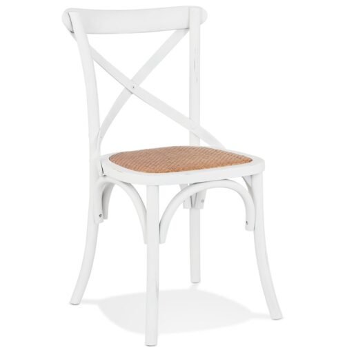 Chaise de cuisine vintage en bois blanc CHABLY