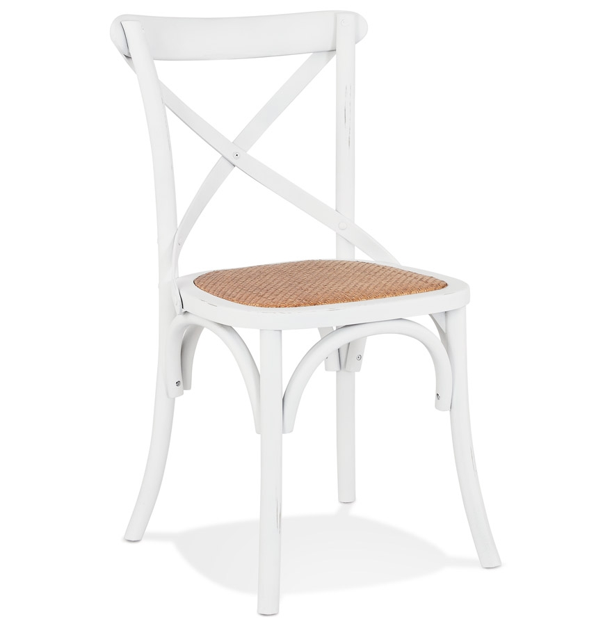 Chaise de cuisine vintage en bois blanc CHABLY