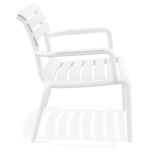 Chaise de jardin AROMA en plastique blanc avec accoudoirs 2