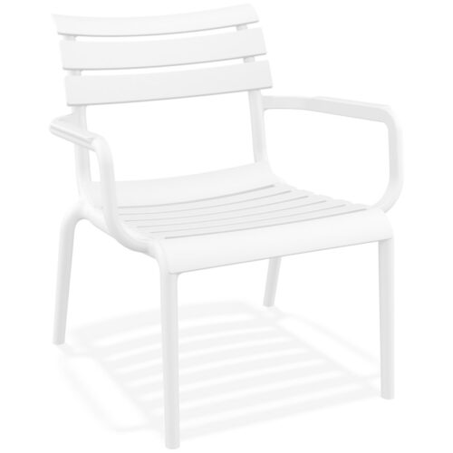 Chaise de jardin AROMA en plastique blanc, avec accoudoirs