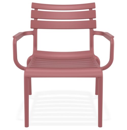 Chaise de jardin AROMA rouge en plastique avec accoudoirs 1