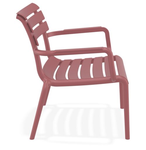 Chaise de jardin AROMA rouge en plastique avec accoudoirs 2