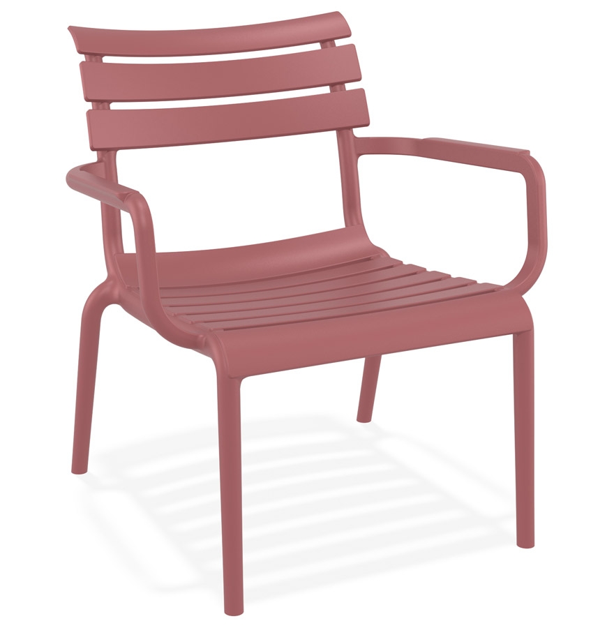 Chaise de jardin AROMA rouge en plastique avec accoudoirs