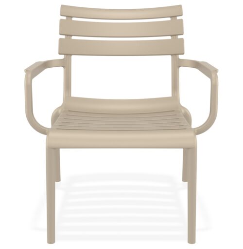 Chaise de jardin AROMA taupe en plastique avec accoudoirs 1