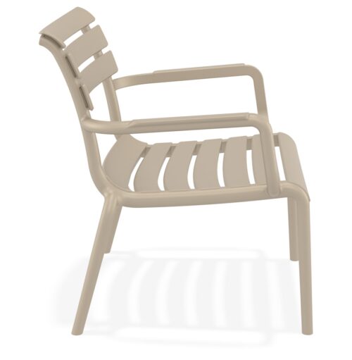 Chaise de jardin AROMA taupe en plastique avec accoudoirs 2