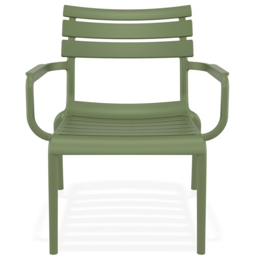 Chaise de jardin AROMA verte en plastique avec accoudoirs 1