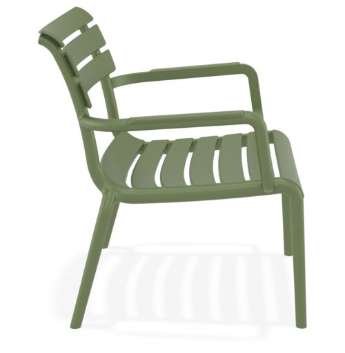 Chaise de jardin AROMA verte en plastique avec accoudoirs 2