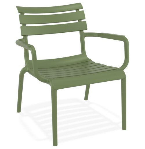 Chaise de jardin AROMA verte en plastique avec accoudoirs