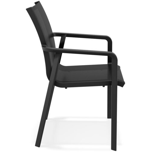 Chaise de jardin CINDY avec accoudoirs en plastique noir empilable 2