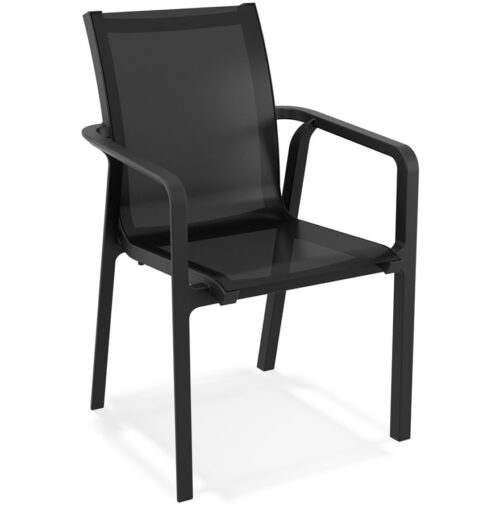 Chaise de jardin CINDY avec accoudoirs en plastique noir