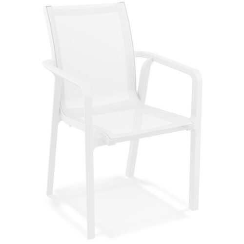 Chaise de jardin CINDY en plastique blanc, empilable